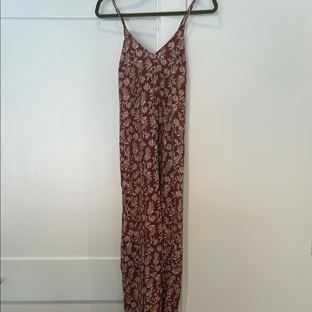 Brown and White Floral Maxi Dress